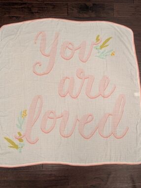 CLOUD ISLAND You Are Loved Pink Script Baby Blanket Muslin Swaddle Blanket